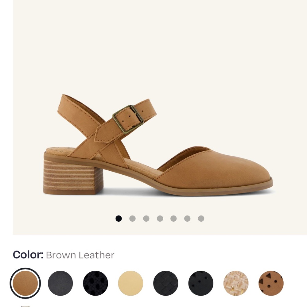 Toms Tan Leather Block Heel Slingback Mules